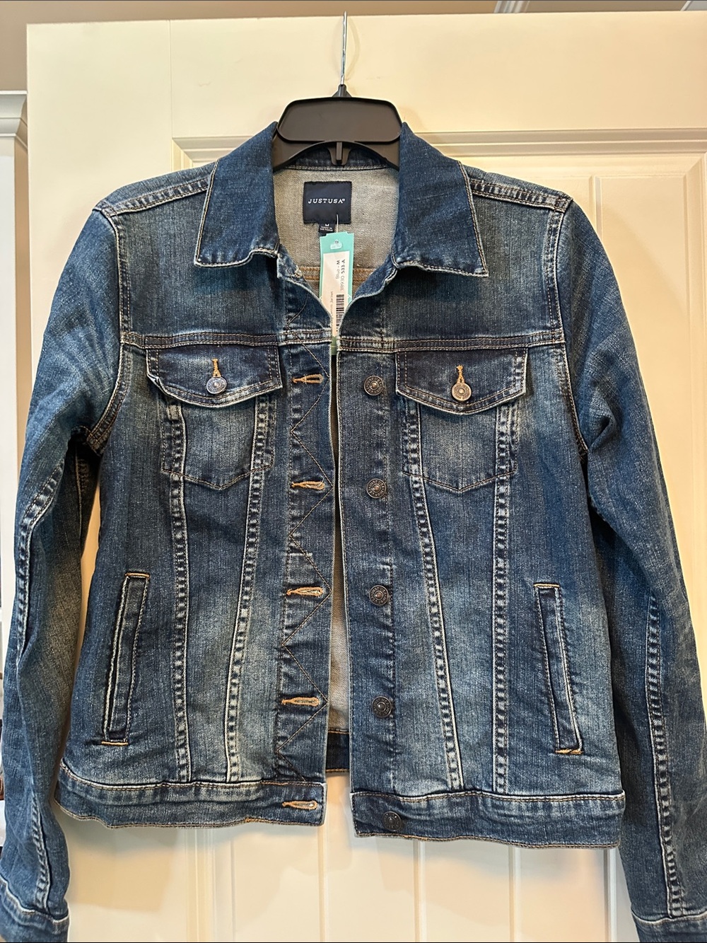 Just USA Distressed Blue Denim Trucker Jacket